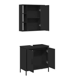 Ensemble de meubles salle de bain 2 pcs noir bois d'ingénierie