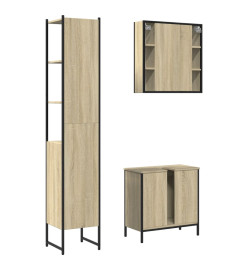 Ensemble d'armoires de salle de bain 3 pcs chêne sonoma