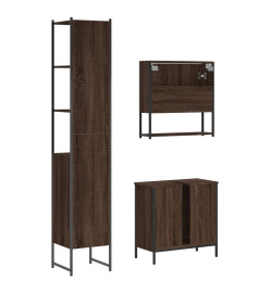 Ensemble de meubles de salle de bain 3 pcs Chêne marron