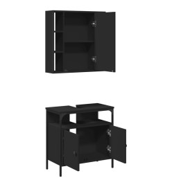 Ensemble de meubles salle de bain 2 pcs noir bois d'ingénierie