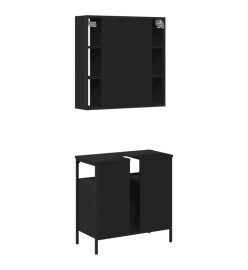 Ensemble de meubles salle de bain 2 pcs noir bois d'ingénierie