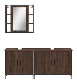 Ensemble d'armoires de salle de bain 3 pcs chêne marron