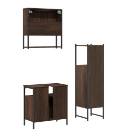 Ensemble de meubles de salle de bain 3 pcs Chêne marron