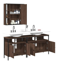 Ensemble d'armoires de salle de bain 3 pcs chêne marron