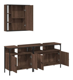 Ensemble d'armoires de salle de bain 3 pcs chêne marron