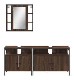 Ensemble d'armoires de salle de bain 3 pcs chêne marron