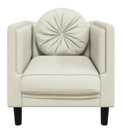 Fauteuil avec coussin crème velours