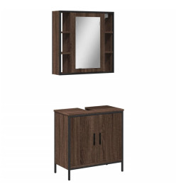 Ensemble de meubles de salle de bain 2 pcs Chêne marron