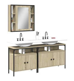 Ensemble d'armoires de salle de bain 3 pcs chêne sonoma