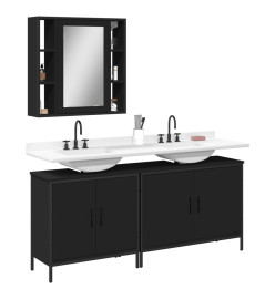 Ensemble d'armoires salle de bain 3 pcs noir bois d'ingénierie