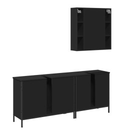 Ensemble d'armoires salle de bain 3 pcs noir bois d'ingénierie