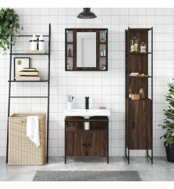 Ensemble d'armoires de salle de bain 3 pcs chêne marron