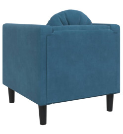 Fauteuil avec coussin bleu velours