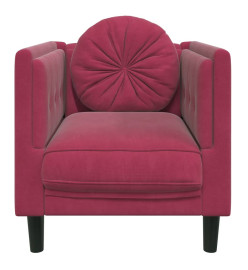 Fauteuil avec coussin rouge bordeaux velours