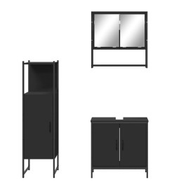 Ensemble de meubles salle de bain 3 pcs noir bois d'ingénierie