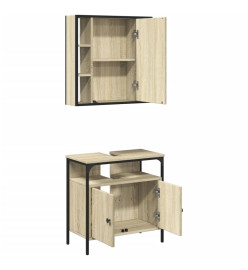 Ensemble de meubles de salle de bain 2 pcs chêne sonoma