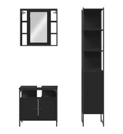 Ensemble d'armoires salle de bain 3 pcs noir bois d'ingénierie