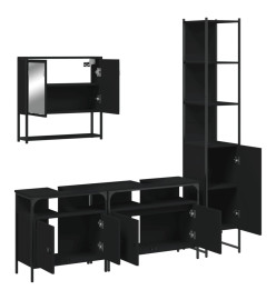 Ensemble de meubles salle de bain 4 pcs noir bois d'ingénierie