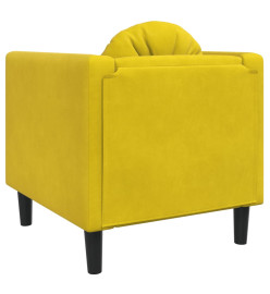 Fauteuil avec coussin jaune velours