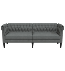 Canapé Chesterfield 3 places gris foncé tissu