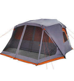 Tente de camping 10 personnes gris et orange 443x437x229 cm