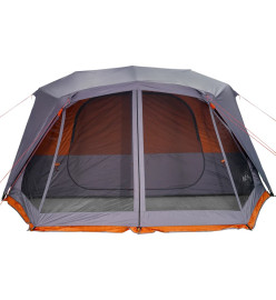 Tente de camping 10 personnes gris et orange 443x437x229 cm