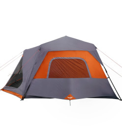 Tente de camping 10 personnes gris et orange 443x437x229 cm