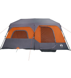 Tente de camping 9 personnes gris et orange 441x288x217 cm