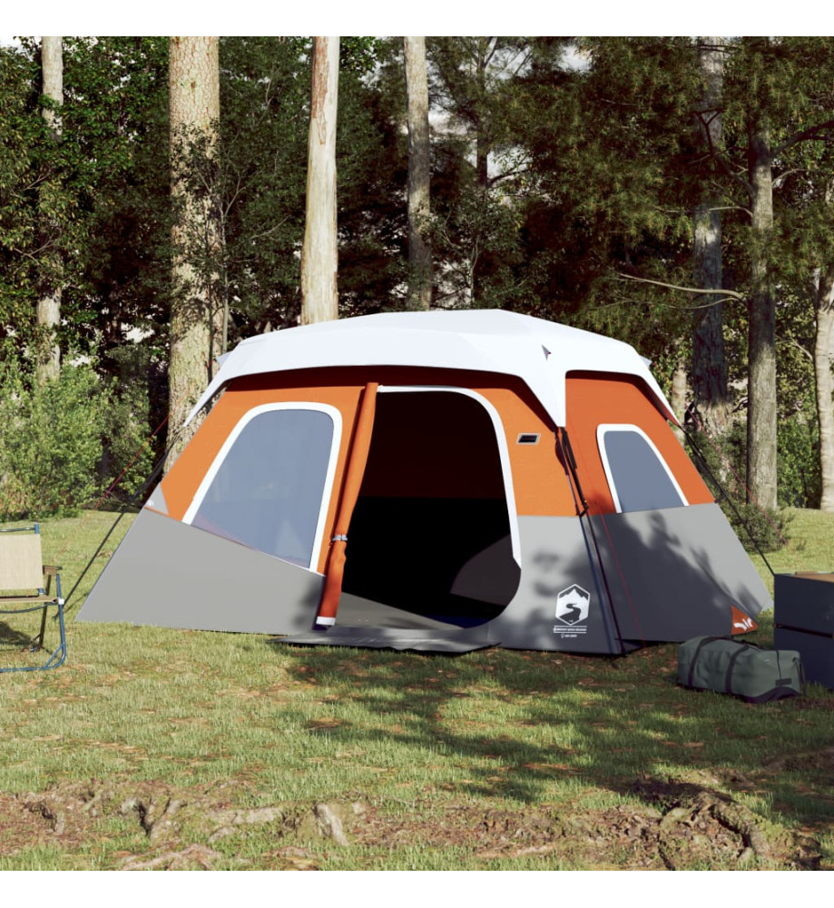 Tente de camping avec lumière LED gris et orange 344x282x212 cm