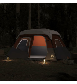 Tente de camping avec lumière LED gris et orange 344x282x212 cm