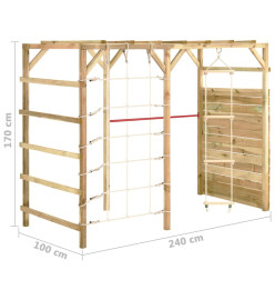 Cadre d'escalade 240x100x170 cm Bois de pin imprégné