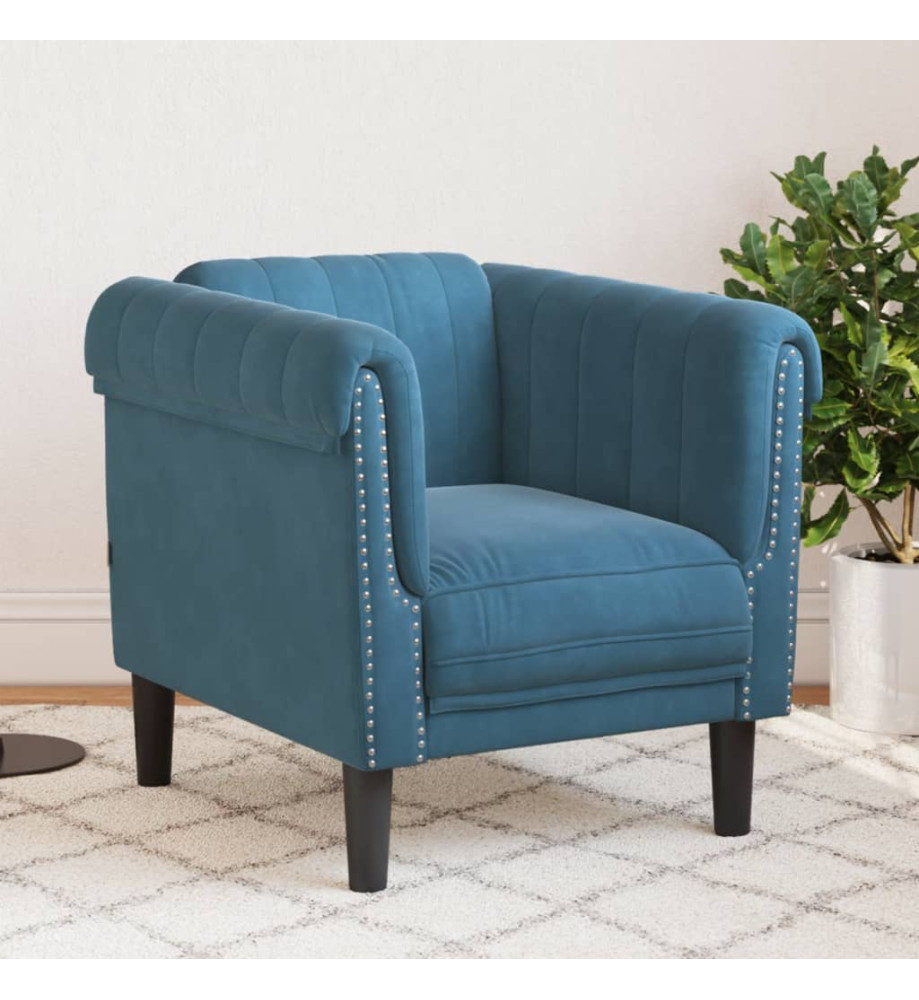 Fauteuil bleu velours