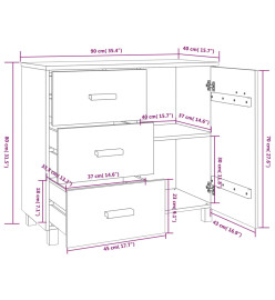 Buffet HAMAR Gris foncé 90x40x80 cm Bois massif de pin