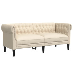 Canapé Chesterfield 2 places crème tissu