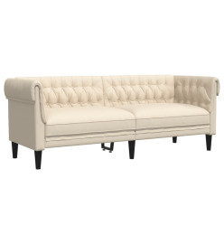 Canapé Chesterfield 3 places crème tissu