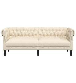 Canapé Chesterfield 3 places crème tissu