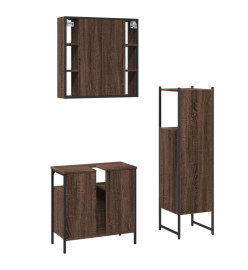 Ensemble d'armoires de salle de bain 3 pcs chêne marron