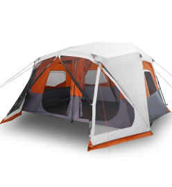 Tente de camping avec lumière LED gris et orange 443x437x229 cm