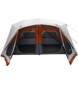 Tente de camping avec lumière LED gris et orange 443x437x229 cm