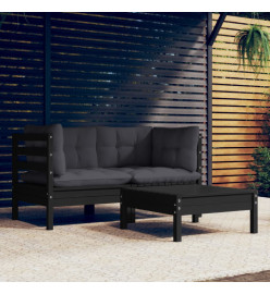 Salon de jardin 3 pcs avec coussins anthracite Bois de pin