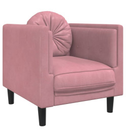 Fauteuil avec coussin rose velours