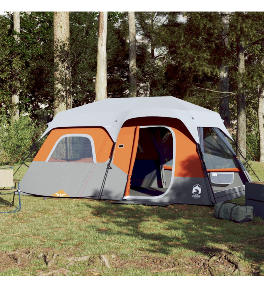 Tente de camping avec lumière LED gris et orange 441x288x217 cm