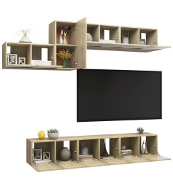 Ensemble de meuble TV 7 pcs Chêne sonoma Aggloméré