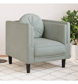 Fauteuil avec coussin gris clair Velours