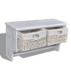 Porte-manteau Blanc 60x23,5x33 cm Bois de Paulownia