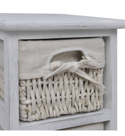 Étagère de rangement en bois 5 paniers en tissage Blanc
