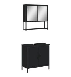 Ensemble de meubles salle de bain 2 pcs noir bois d'ingénierie