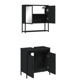 Ensemble de meubles salle de bain 2 pcs noir bois d'ingénierie