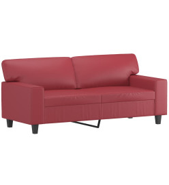 Ensemble de canapés 2 pcs et coussins rouge bordeaux similicuir