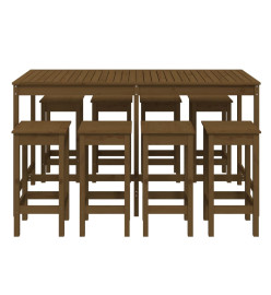 Ensemble de bar de jardin 9 pcs marron miel bois de pin massif